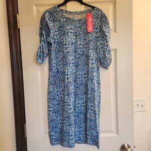Lilly Pulitzer Blue Floral Dress SMALL